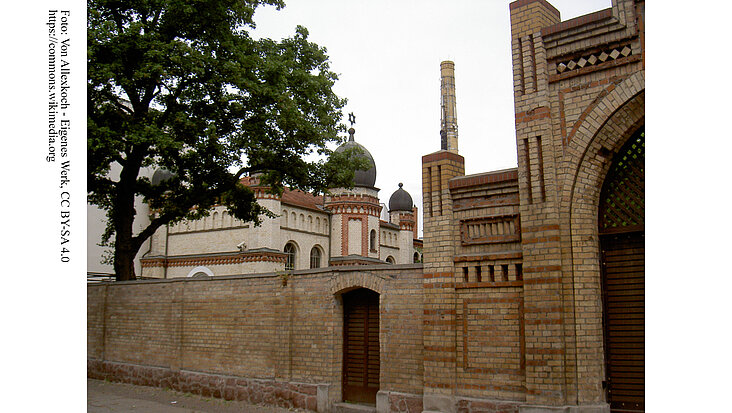Blick auf die Synagoge in Halle