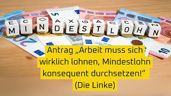 Die Fraktion Die Linke setzt sich mit einem Antrag für die Einhaltung des Mindestlohngesetzes ein.