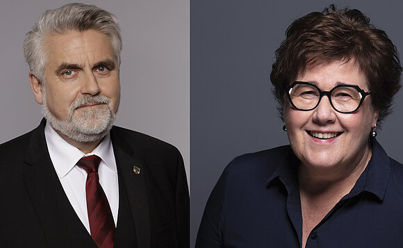 Portaitfotos von Minister Armin Willingmann und Ministerin Petra Grimm-Benne.