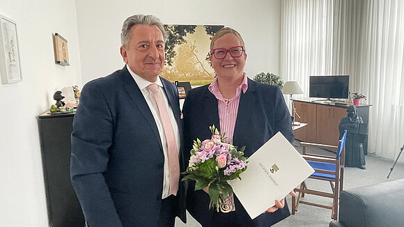 Landtagspräsident Dr. Gunnar Schellenberger und Sachsen-Anhalts Datenschutzbeauftragte Maria Christina Rost.