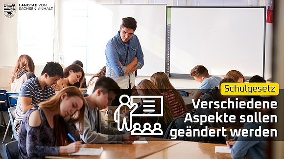 ltlsa/Canva Themenbild Schule, Lehrer vor Klasse