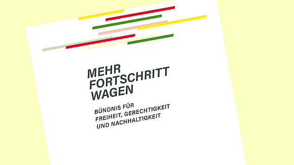 Bundesregierung Ausschnitt des Titelbilds des Koalitionsvertrags von SPD, Grünen und FDP auf Bundesebene.