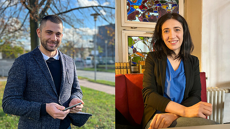 Collage zweier Portraits: David Ayrapetyan (l) und Nane Khachatryan