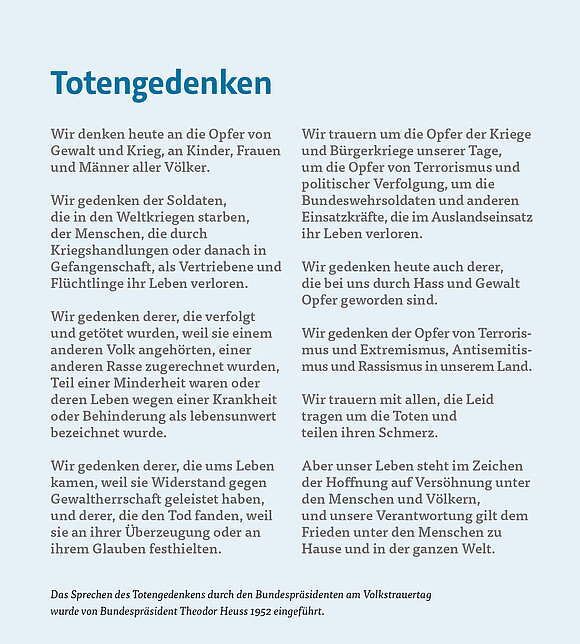 Volksbund Text des traditionellen Totengedenkens.