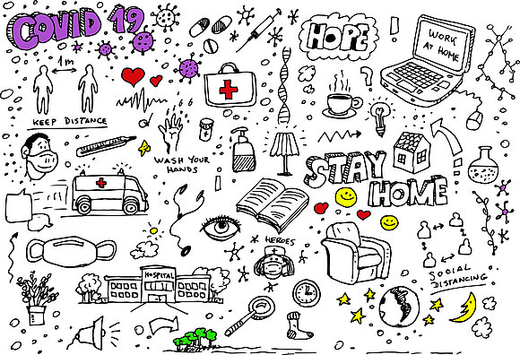 Wimmelbild zu Corona