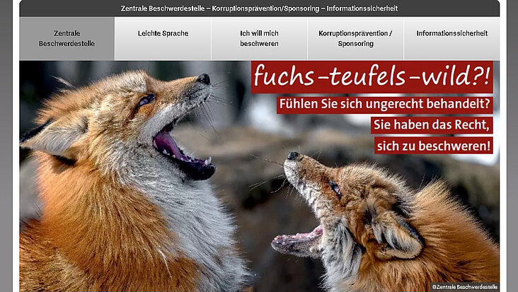 Das Foto zeigt einen Screenshot der Internetseite der Beschwerdestelle bei der Polizei.