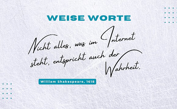 Fake-Zitat von William Shakespeare zu Nachrichten im Internet.