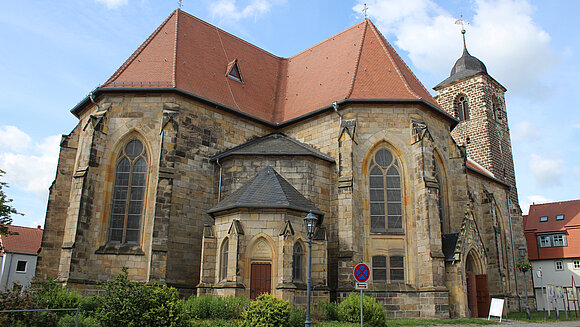 Blick auf die St.-Nicolai-Kirche von Oschersleben.