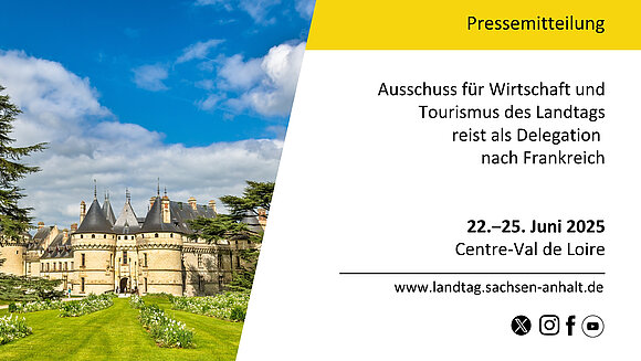 ltlsa/Canva Pressemitteilung zur Delegationsreise des Ausschusses für Wirtschaft und Tourismus nach Frankreich.