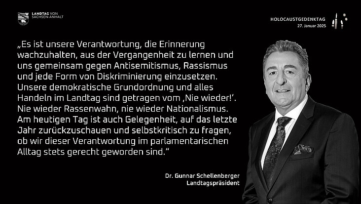Gedenkworte von Landtagspräsident Dr. Gunnar Schellenberger.