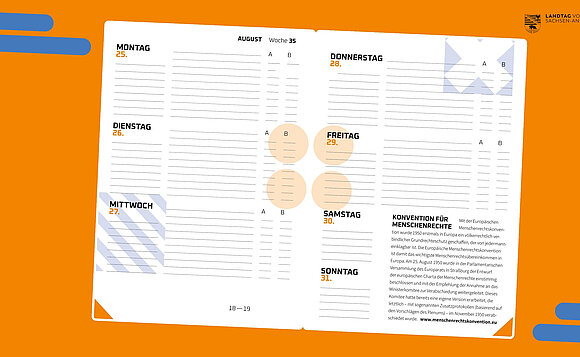 Kalenderblatt des Schülerkalenders 2025/2026 aus dem Landtag von Sachsen-Anhalt.