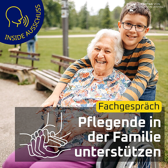 Themenbild Junge mit pflegebedürftiger Oma.