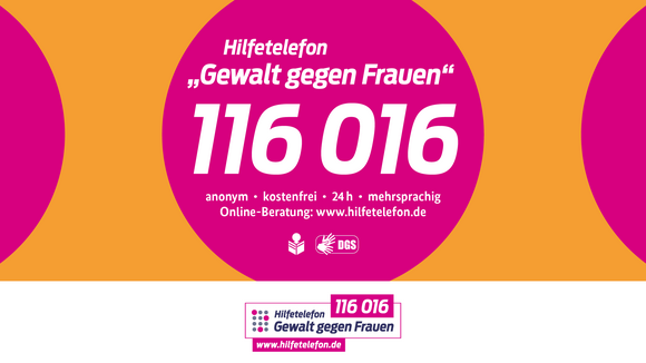 Plakat mit Nummer des Hilfetelefons