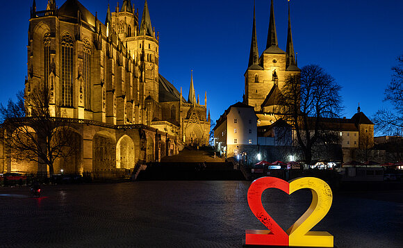 Das Logo des Tags der Deutschen Einheit von 2022 ging durch Thüringen (und ganze Deutschland) auf Reisen.