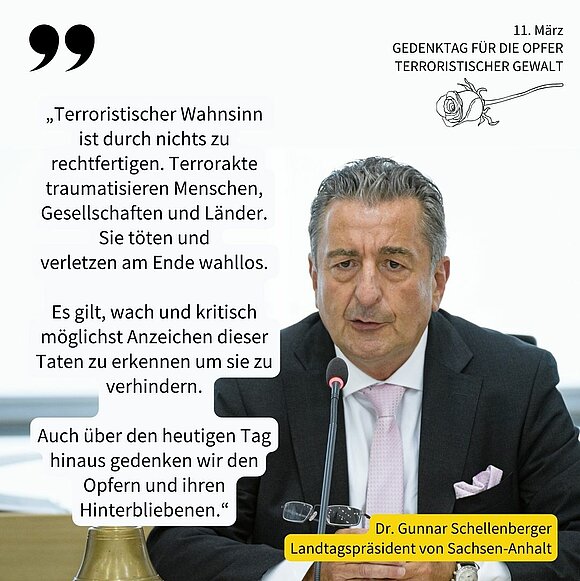 Zitatkachel: Landtagspräsident mit Zitat daneben
