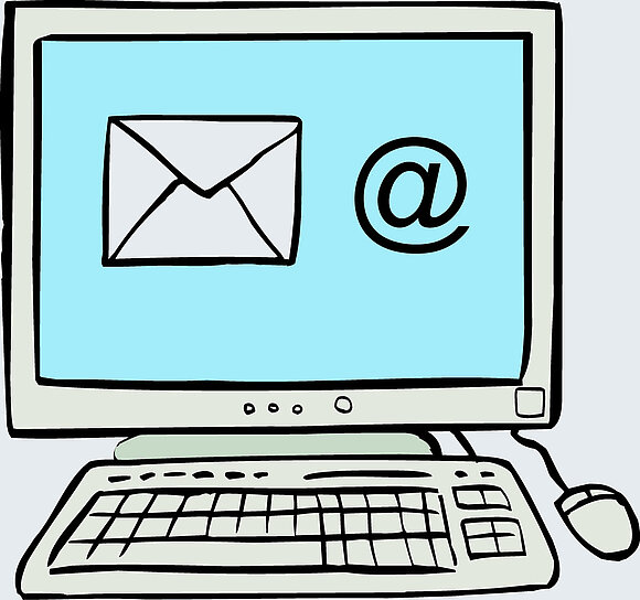 Zeichnung: PC-Monitor mit E-Mail