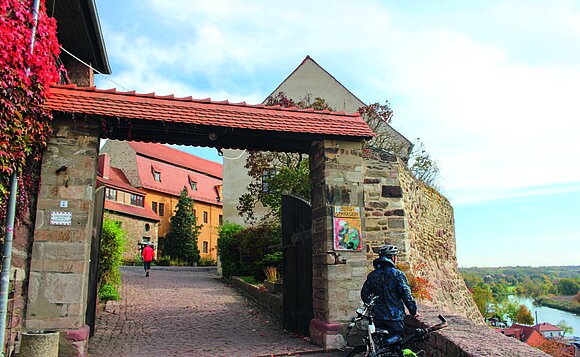 Blick auf das Burg-Gymnasium Wettin, dass auch einen Spezialzweig Kunst anbietet.