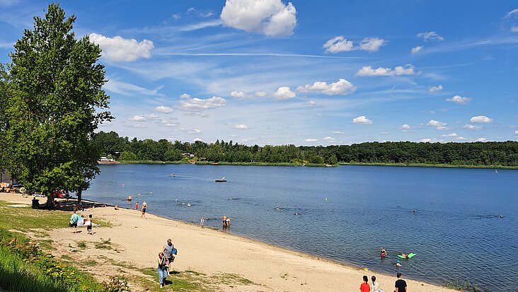 Blick auf den Badesee Förstergrube bei Sandersdorf.