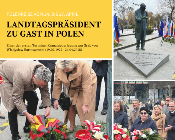 Generalkonsulat Danzig Foto-Collage mit Motiven von Kranzniederlegung am Grab