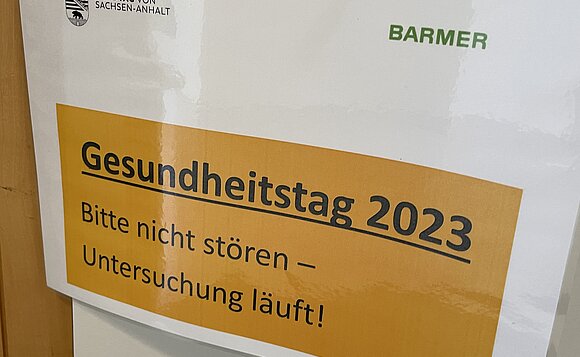 Hinweisschild auf den Gesundheitstag in der Landtagsverwaltung.